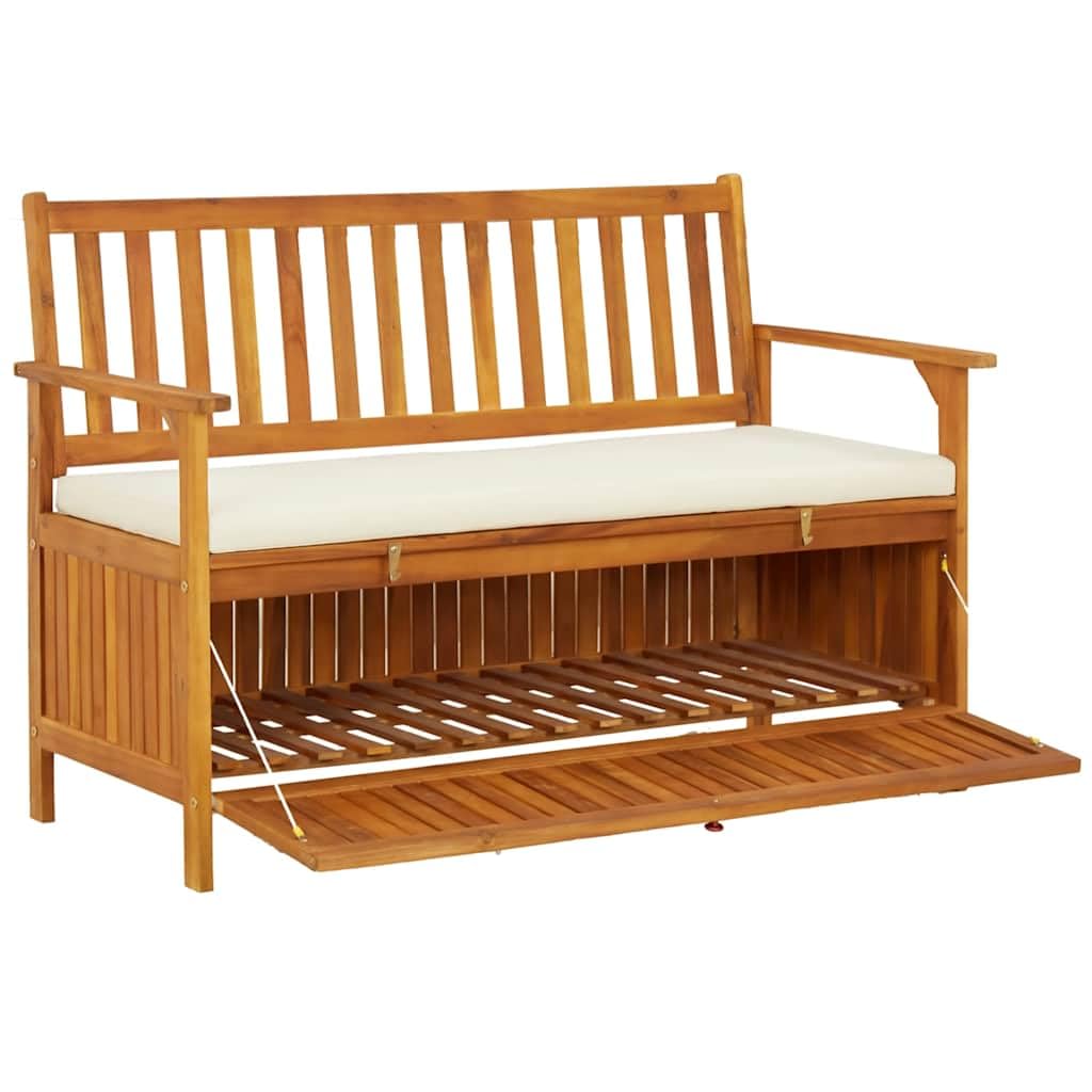 IKAYAA Gartenbank Holz mit Stauraum, Holzbank, Balkonbank,Sitzbank 120 x 63 x 84 cm