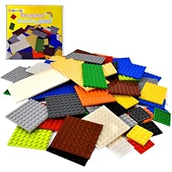 Cabeeskii Classic Building Plate, 60pcs Random Mixed Colour with 6 Size Building Plate Base Plate, Compatible with Lego Parts and Pieces, Building Bricks, for Most Brands