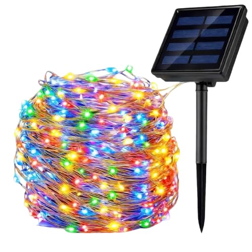 Image of CBK Solar Fairy Color String Light 200 LEDs 22 Meter Inbuilt Rechargable Batery Waterproof 8 Mode Copper Wire for Garden Yard Balcony Diwali Christmas Party & Led Light (Multi-Colour)