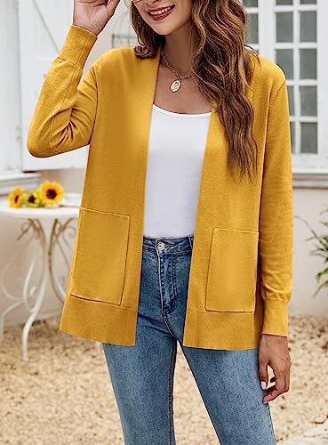 Yousify Womens Cardigan Sweater Long Sleeve Open Front Knit Cardigan Sweater with Pockets3