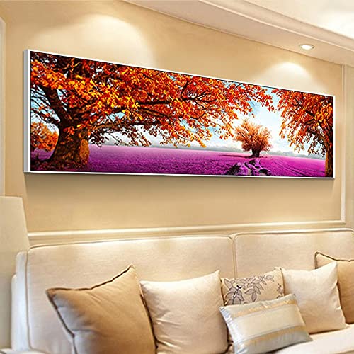 Kit diamond painting grand arbre rouge 5D broderie diamant complète mosaïque 40x100cm pour adulte