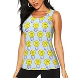 Workout Tank Tops for Women Light Bulb Pattern Yellow Sleeveless Yoga Gym Running Short Tank Crop Tops