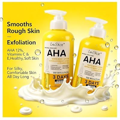 Lansyade 2X 500ml Alpha Hydroxy Body Lotion Vitamin C & E | Hydrating Face & Body Lotion for Softer, Smoother Skin |