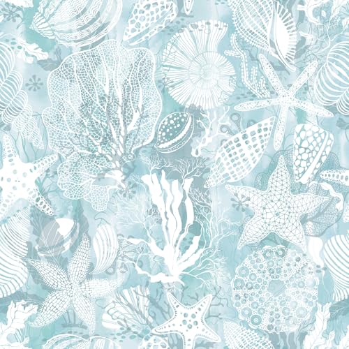 Livelynine 17.5x276 Blue Coastal Wallpaper Peel and Stick Self Adhesive