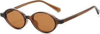 LJCZKA Retro Oval Sunglasses for Women Men Small Oval Sunglasses 90s Vintage Round Frame Narrow Shades UV400 Protection