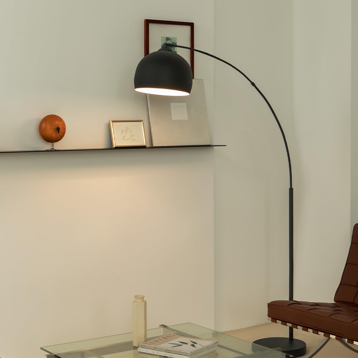Home Sweet Home Lampada a stelo ad arco nera in metallo 172cm, lampada da terra soggiorno design industriale, lampada ad arco E27 con interruttore a pedale e LED
