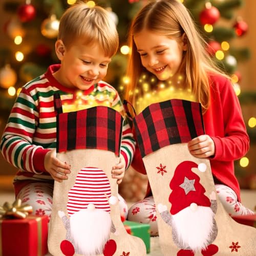 NOCHME Nikolausstrumpf Kamin Zum Befüllen 2er Groß Jute Weihnachtsstrumpf Nikolausstiefel Weihnachtssocken Kaminsocken Zum Aufhängen Weihnachtsdeko Strumpf Weihnachten Dekoration