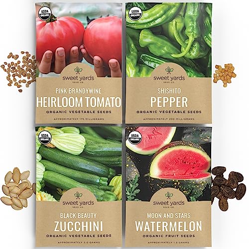 Organic Summer Vegetable Garden Seeds Variety Pack- Non-Gmo Usda Certified Organic Open Pollinated Heirloom Usa Seed Packets #TOP3