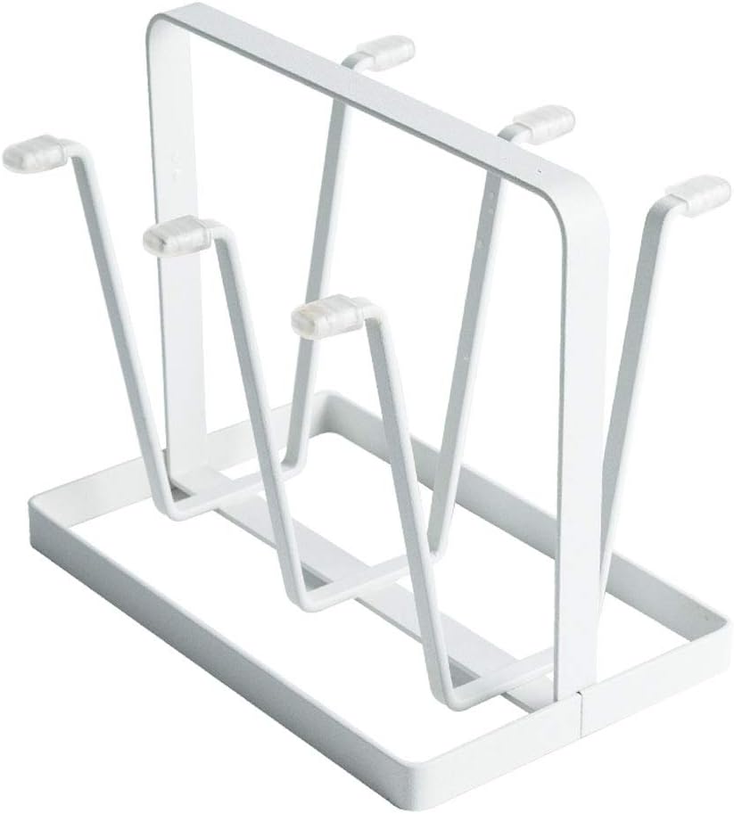 Nordic Hanging Cup Rack Kitchen Living Room Home Fashion Simple Glass Storage Rack Mug Hanging Up Drain Shelf V (Color : Black) (White)