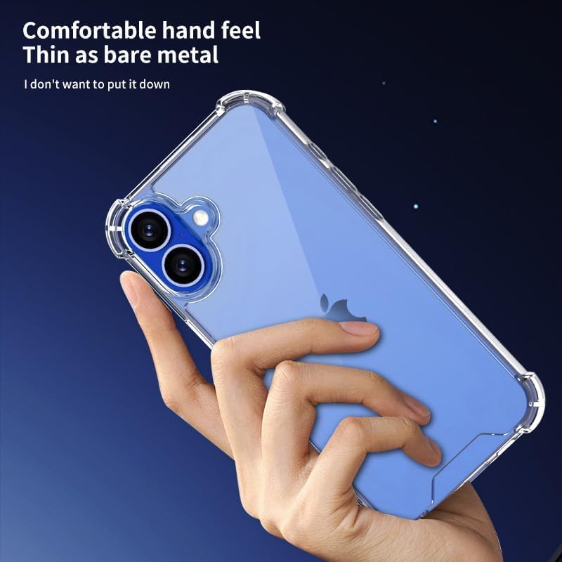 Image of mobistyle Designed for iPhone 16 Plus, Yellowing-Resistant Shockproof Camera Protection Phone Cover, Anti-Scratch Clear Back Cover Case for iPhone 16 Plus.