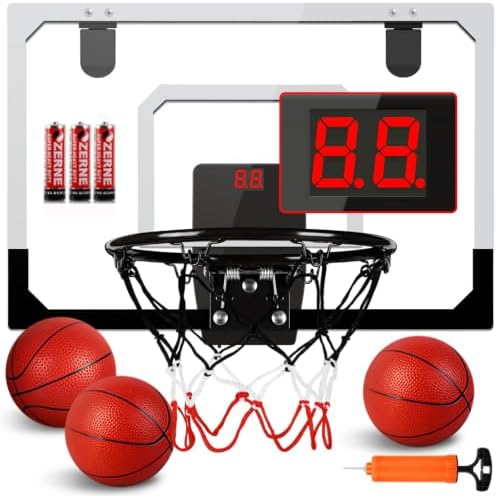Mini Basketball Hoop Over The Door – Wall Mounted Basketball Hoop Set with Complete Accessories – Basketball Toys Gifts for 6 7 8 9 10 11 12 Year Old Boys