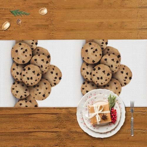 Chemin de table rustique imprimé biscuit chocolat pour fête et maison - 6