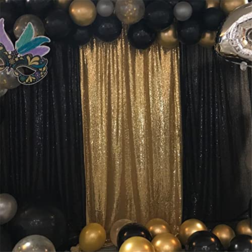 Sequin Curtain 2 Panels 2Ft X 8Ft Gold + Sequin Curtain 2 Panels 2Ft X 8Ft Black #TOP2