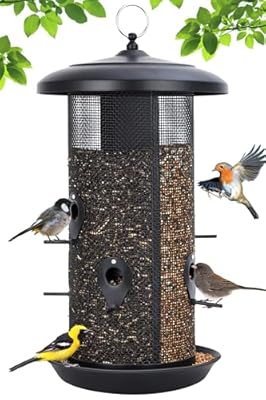 Gtongoko Hanging Bird Feeders for Outdoors 6.5 LB Large Capacity Squirrel Proof Metal Tube Bird Feeders for Thistle & Nyjer Seed Attracts Finch Cardinal,Titmice,Swallow Black