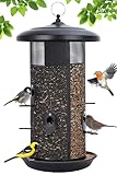 Gtongoko Hanging Bird Feeders for Outdoors 6.5 LB Large Capacity Squirrel Proof Metal Mesh Tube Bird Feeders for Thistle & Nyjer Seed Attracts Finch Cardinal,Titmice,Swallow Black