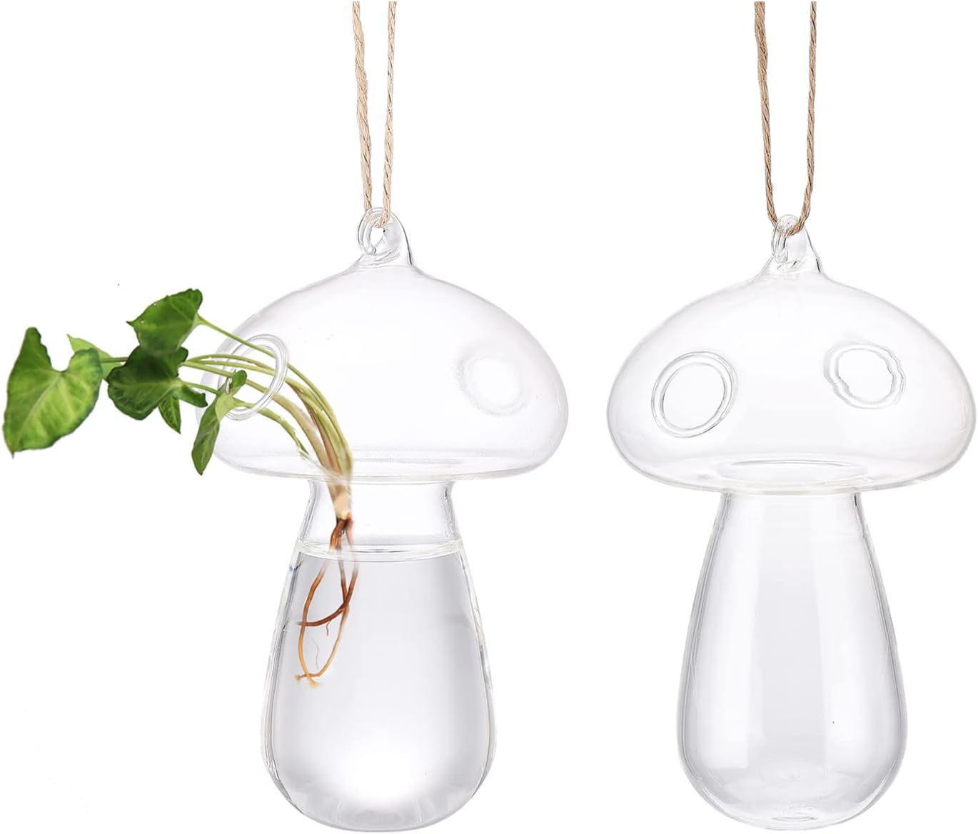 Fofetbfo 6 PCS Glass Hanging Planter Hanging Mushroom Shaped Hydroponic Vase Glass Vase Clear Hydroponic Plant Container for Propagation Hydroponic Plant Home Garden Decor