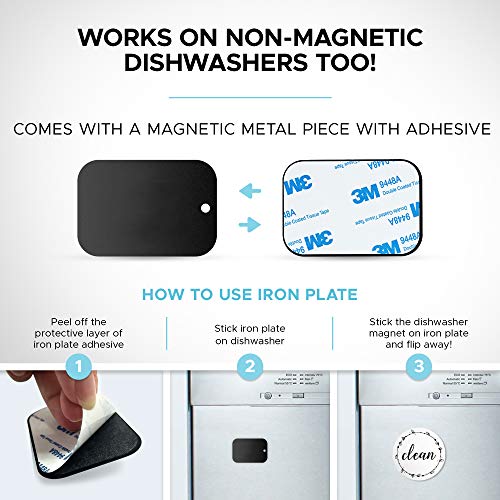 Dishwasher Magnet Clean Dirty Sign: Works on Stainless Steel Non Magnetic Dish Washers - 3.15\" - Includes Magnetic Piece with Adhesive - Farmhouse Kitchen Accessories Decor, Apartment Necessities - Thumbnail 7