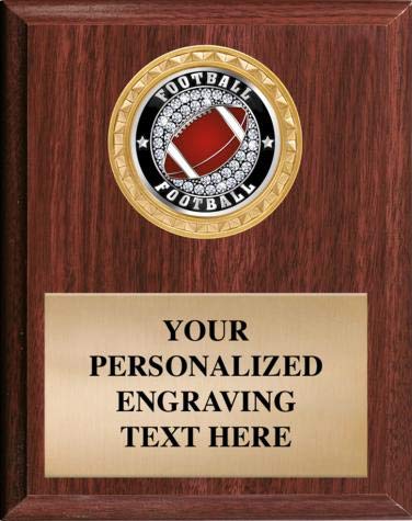Crown Awards Personalized Walnut Football Plaque, 7 x 9 Football Plaques