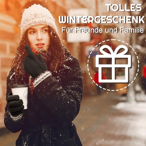 Lvefyti Winterhandschuhe Damen,Touchscreen Reithandschuhe Damen,Dicke Warm Samtfutter Motorrad Handschuhe Fausthandschuhe,Winddicht Winterhandschuhe für Skifahren Radfahren Wandern Laufen(Schwarz)