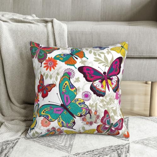 Housse coussin velours côtelé de qualité supérieure motif papillon