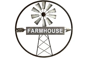 Rustic Farmhouse Style Windmill Galvanized Metal Wall Decor