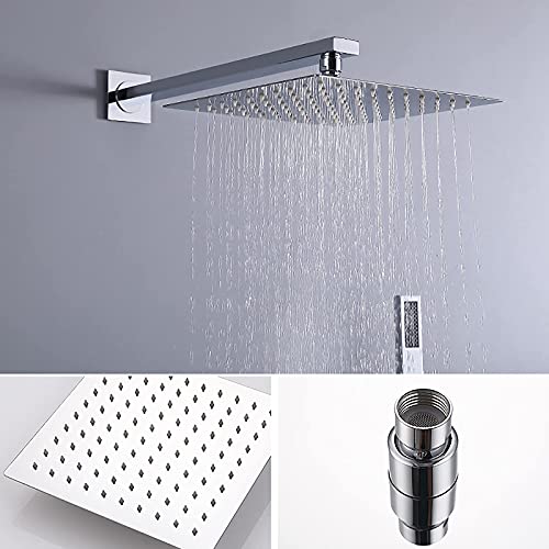 Combiné de douche avec douche à main et bec de baignoire encastré chrome 12 pouces