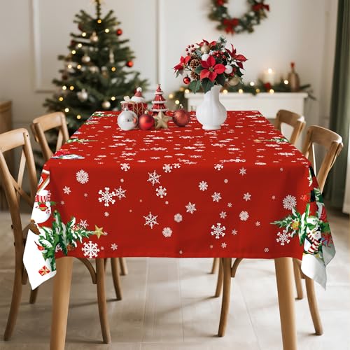 Nappe de Noël rectangulaire grande taille housse de table antitache hiver - 5