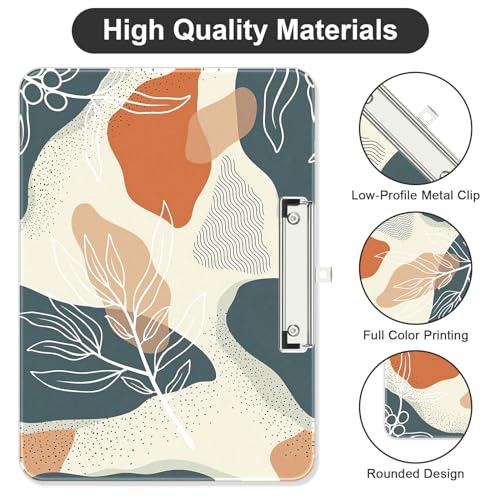 Image of Plastic A4 Clipboard Landscape, Fashion Clip Board with Low Profile Clip for Drawing, Sketching, Art Supplies, Drafting Supplies, Boho Leaf