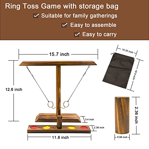 Ring Toss Game For Adults | Ring Toss Game, Outdoor Indoor Handmade Wooden Hooks Fast-Paced Interactive Game For Bars, Home, Party, 15.7" X 13", Brown #TOP3