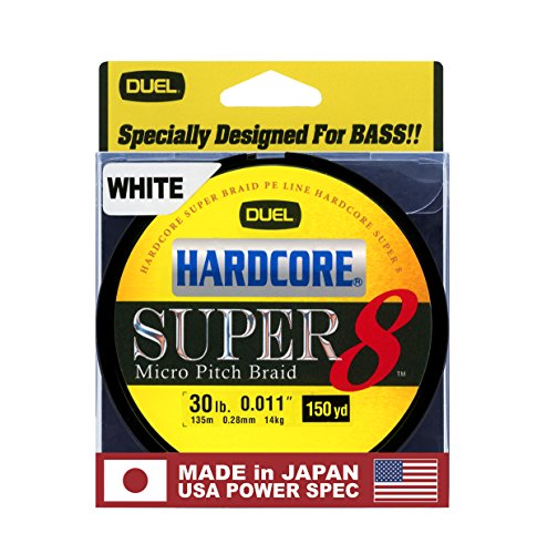 Tresse de peche Yo-Zuri Hardcore Super ligne blanche flottante de 13,6 kg