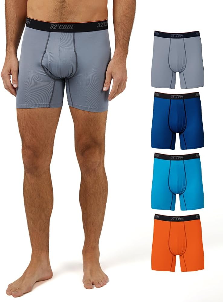 Men’s 4 Pack Cool Active Boxer Brief | Anti-Odor | Quick Drying | 4-Way Stretch