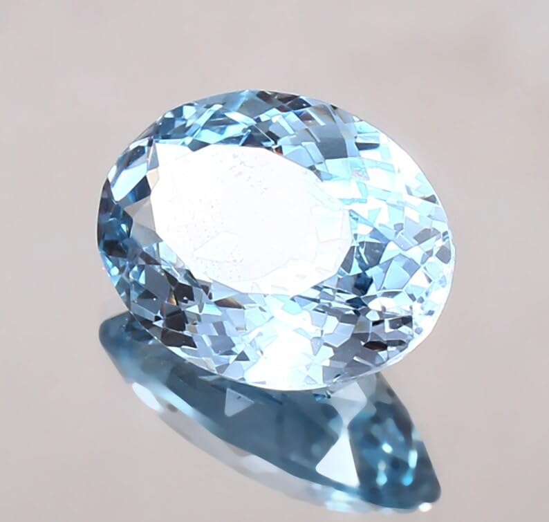 Aigue-marine brésilienne de forme ovale 18x13mm pour création de bijoux DIY