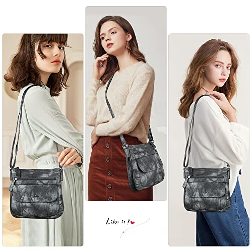 Image of Angelkiss Small Womens Crossbody Bag Leather Shoulder Purse for Women Hobo Bag with Adjustable Shoulder Strap