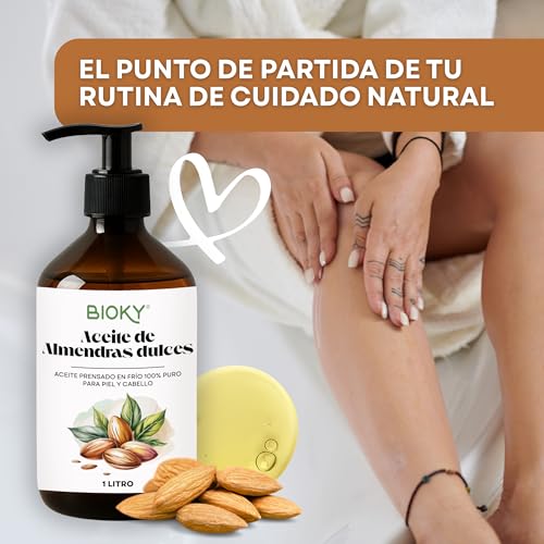 Aceite de Almendras Dulces Puro 1 Litro - Hidratante Natural para Cuerpo, Piel y Cabello - Aceite Profesional de Masaje - Antiestrías Embarazo - Prensado en Frío, con Vitamina E y A - imagen 6