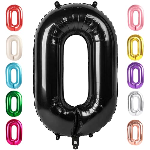 Image of Number 0 Balloons Birthday Decorations, 40In Black Balloons for Men Women | Eye-catching Appearance, Perfect Decorative Centerpieces, Convenient Self-sealing Structure, Widely for Various Occasions