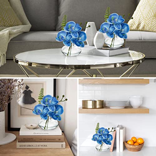 Briful Set of 3 Artificial Orchids in Glass Vase - Image 4