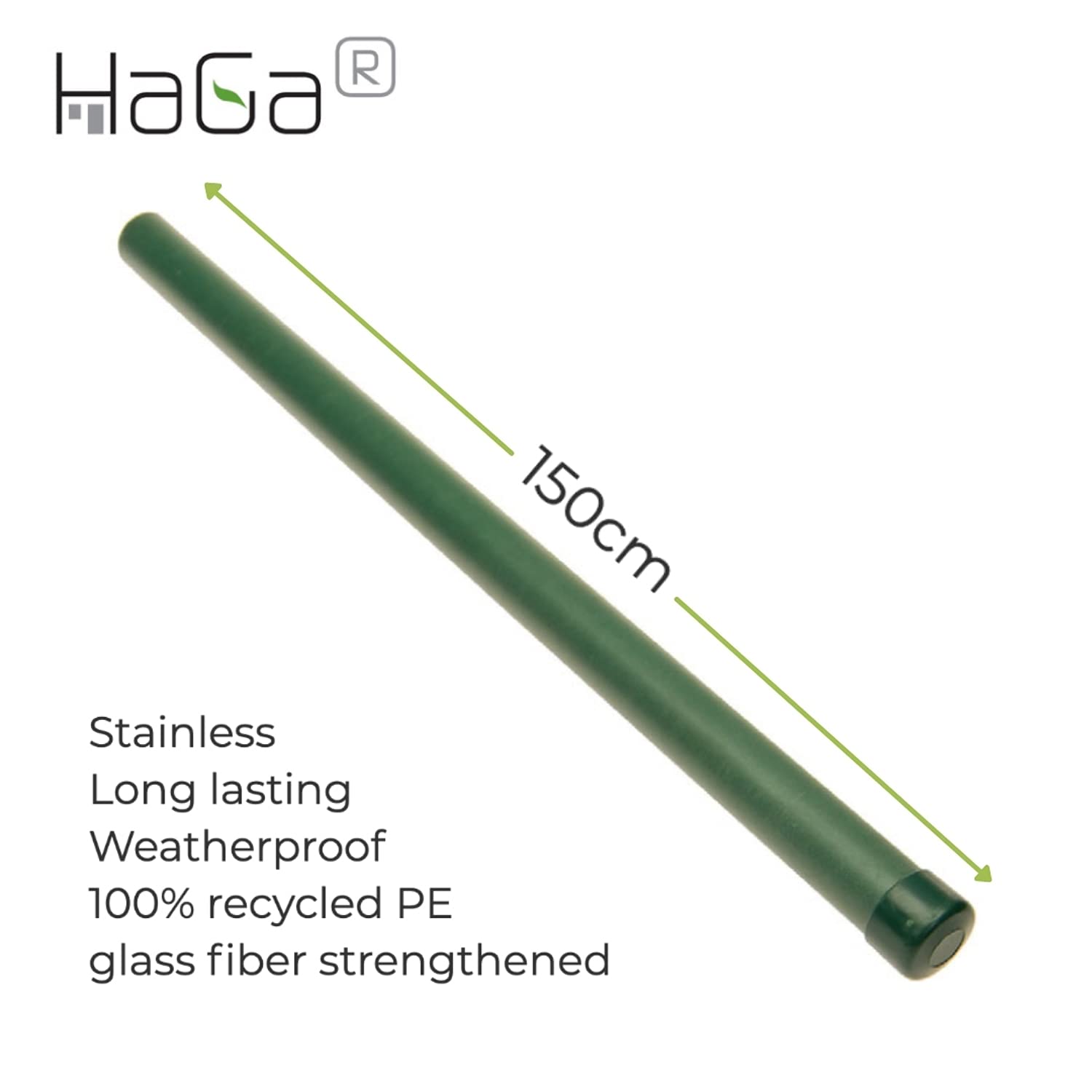 HaGa® Kunststoffpfahl 10 Stück - Zaunpfahl 3,8cm Stärke x 150cm Höhe - Pfahl glasfaserverstärktes und recyceltes PET
