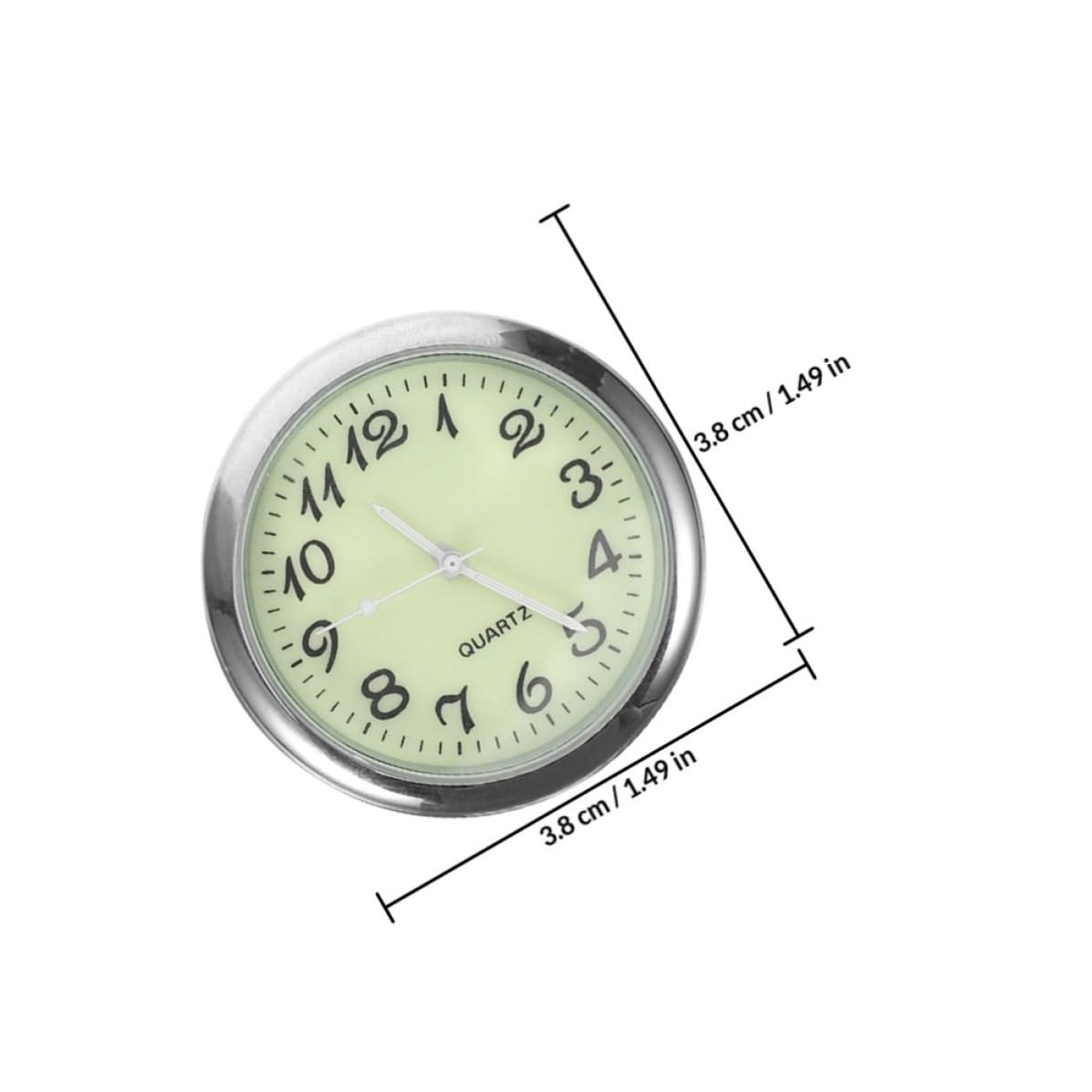 2pcs Mini Car Clock with Accurate Timekeeping and Luminous Design, Silver Metal and Glass Small Automotive Dashboard Clocks for Vent Mount, Creative and Simple Style