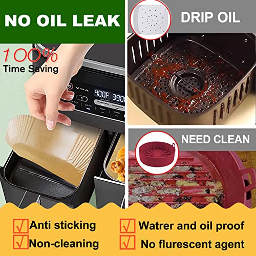 Air Fryer Disposable Paper Liner Rectangular For Dual Basket Air Fryer, 100Pcs Rectangle Air Fryer Parchment Paper Liner For Ninja 2-Basket, Instant Pot Vortex Plus, Powerxl Vortex, Dualzone Air Fryer #TOP2