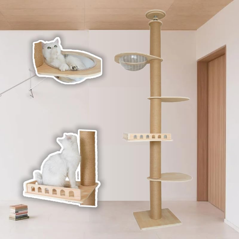 Amazon | cozyliv キャットタワー 突っ張り 極太柱12cm 全面麻紐全面