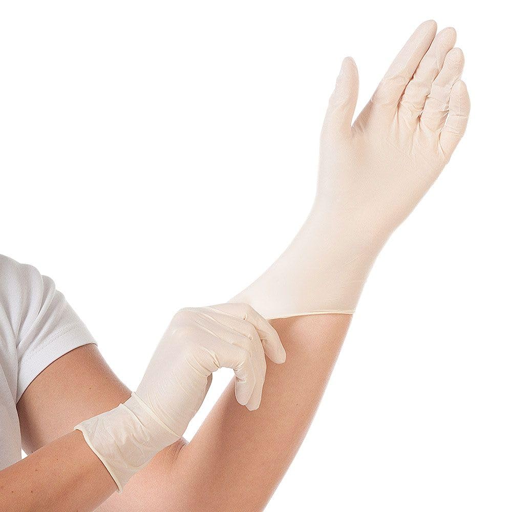 FRANZ MENSCH 1000 Stück Latexhandschuhe Grip puderfrei Größe S | reißfest, Einmalhandschuhe, Einweghandschuh, weiß, XS, M, L, XL, Handschuhe Einweg