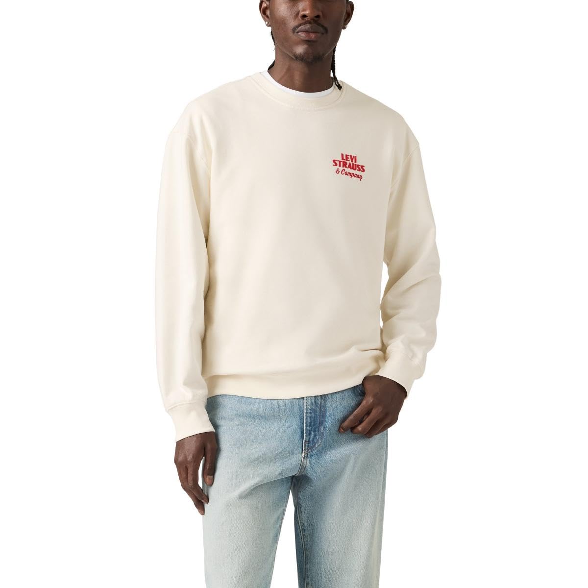 Levi's Herren Relaxd Graphic Crew Sweatshirt, Ls&Co Egret, Medium