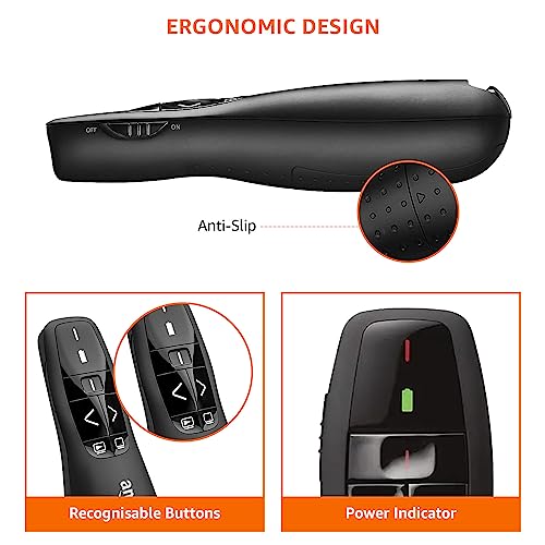 Image of Amazon Basics Wireless Laser Controller for Presentation, with USB Receiver and Battery Indicator (Battery Not Included)