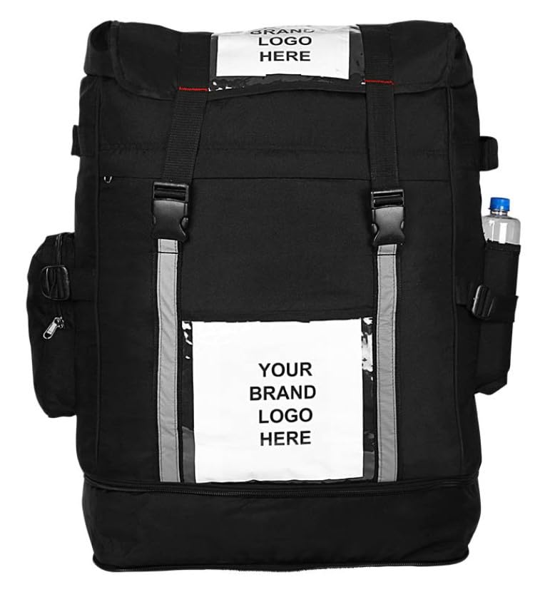 Image of Premium 130L (Extra Large - XXL) Delivery Bag for Logistics & Courier | 27-Inch Waterproof Backpack for Bike & Scooter | Heavy Duty Ecommerce & Grocery Bag with Rain Cover (Black)