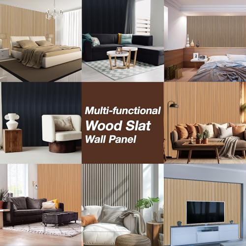 Image of NeatiEase Wood Panels for Wall Color Samples Pack, Soundproof Wood Slat Wall Panel for Interior Wall Decor Noise Cancelling