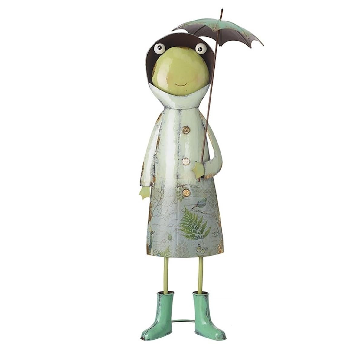 Heaven Sends Green Metal Frog With Parasol Garden And Homeware Ornament