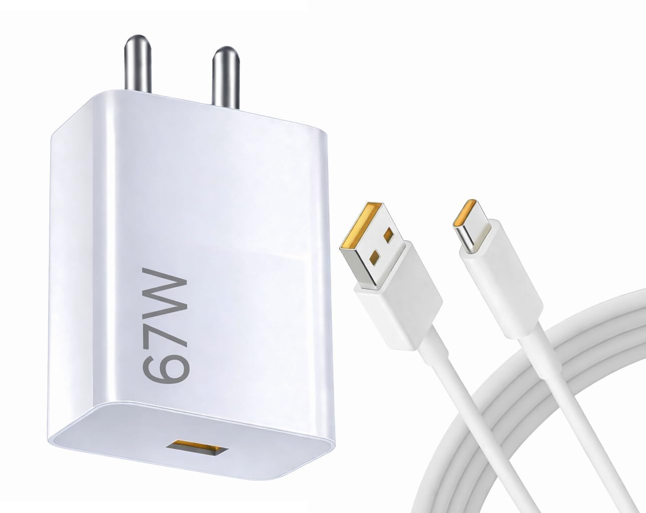 67W Fast Charger for Op-po A11 Original QC Adapter Type C 3.0A High Speed Fast Turbo SuperVooc QC 3.0 Smart SinglePort with 1m Type-C Charging & Sync Cable (White, Vooc, SZ.A3)-image-47