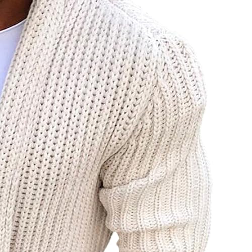 Men's Mid-Long Sweater Cardigan Shawl Collar Open Front Cardigans Long Sleeve Sweater Pockets for Men3