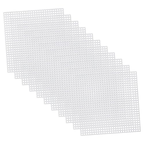 AUTSUPPL 30 Pcs White Mesh Fabric Square Embroidery Sheet Braided Gasket Mesh Material Fabric Plastic Canvas Sheets DIY Crafting