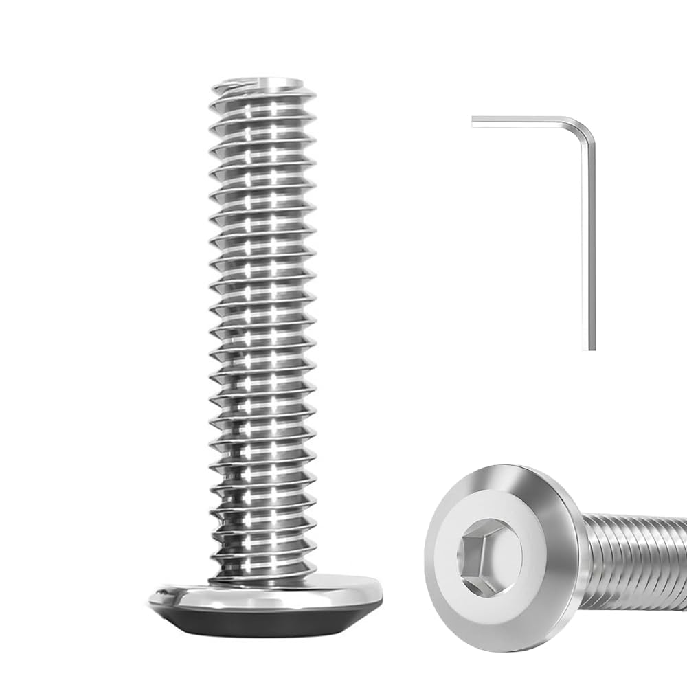 Crozgan 20Pcs Flat Head Hex ​Socket Cap Screws Bolts,304 Stainless Steel A2 Coarse Threads Full Threads Screws with Hex Key for Repair (M8*40)
